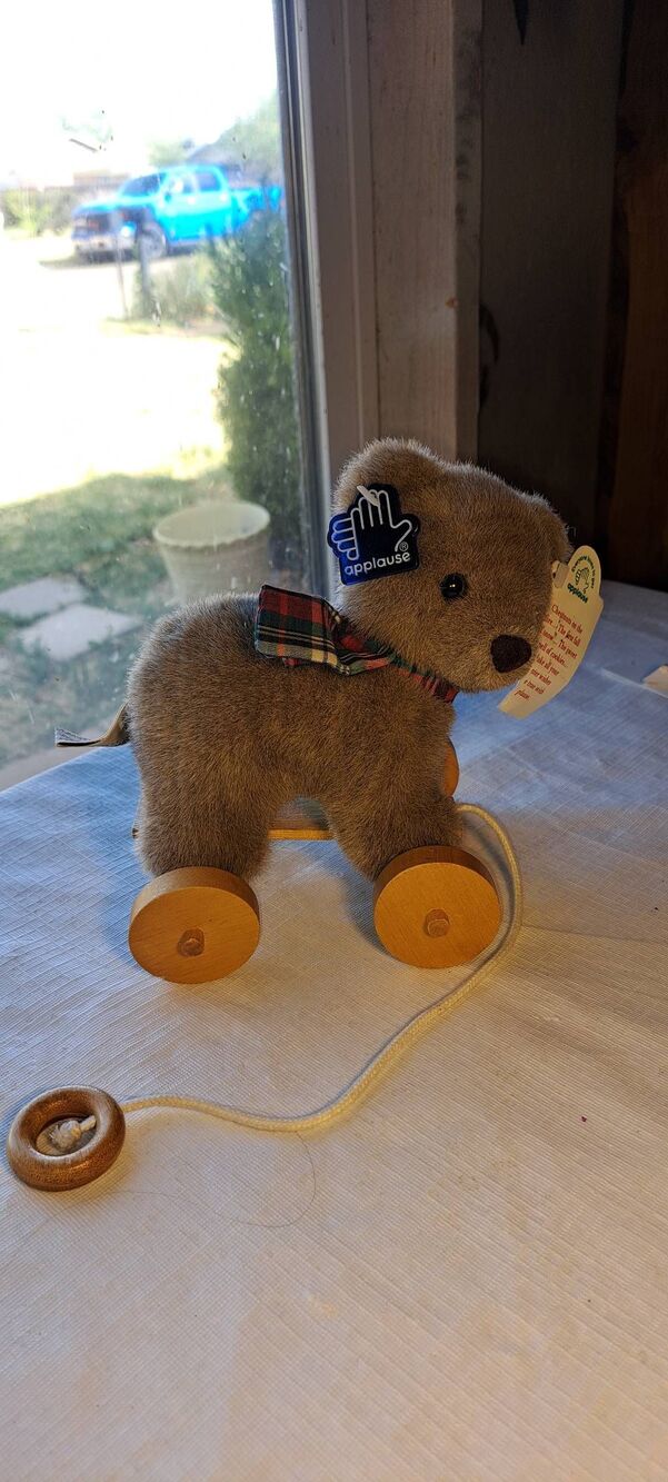 Applause Vintage 80's Nostalgic Bear on Wheels Toy 51128
